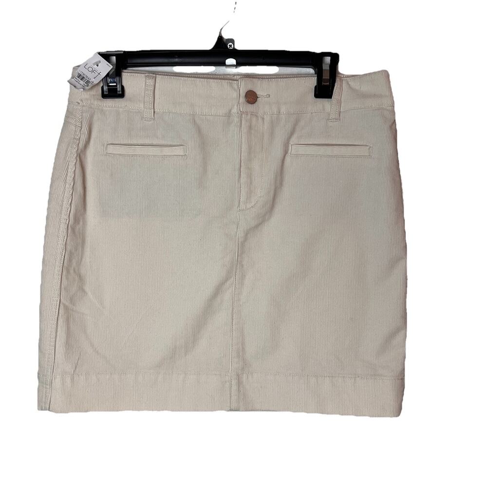 NWT LOFT Ann Taylor Women Size 6 Skirt Short Mini Beige Corduroy Cotton Stretch